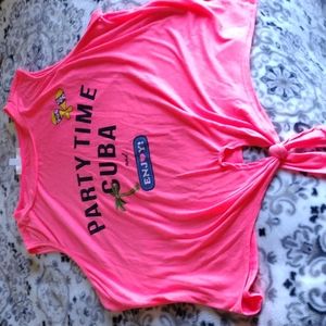 Persaya Neon Pink Front Tie Tank Like New Sz XL